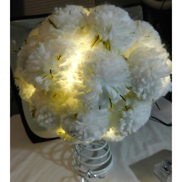 Pom Pom Tree Topper, Warm White LED Cream Colored by Ashland - Picture 1 of 4